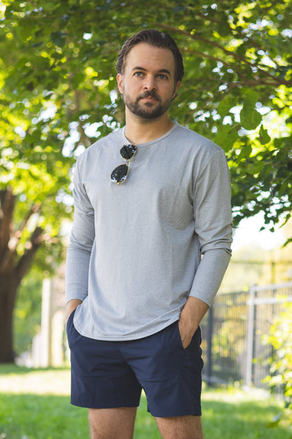 Long Sleeve Running T-Shirt Light Gray